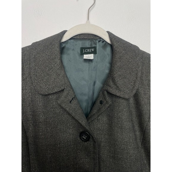 J.Crew Sz 6 Metallic Virgin Wool Jacket Gray Peter Pan Collar Button Front Lined - Picture 3 of 8
